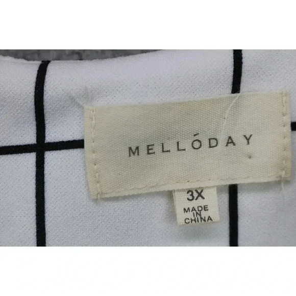 Melloday Women's Windowpane Top-Size 3X-Cuffed Sleeves - Picture 3 of 6